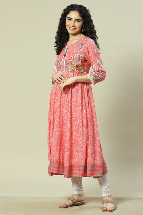 Coral Viscose Straight Kurta image number 2